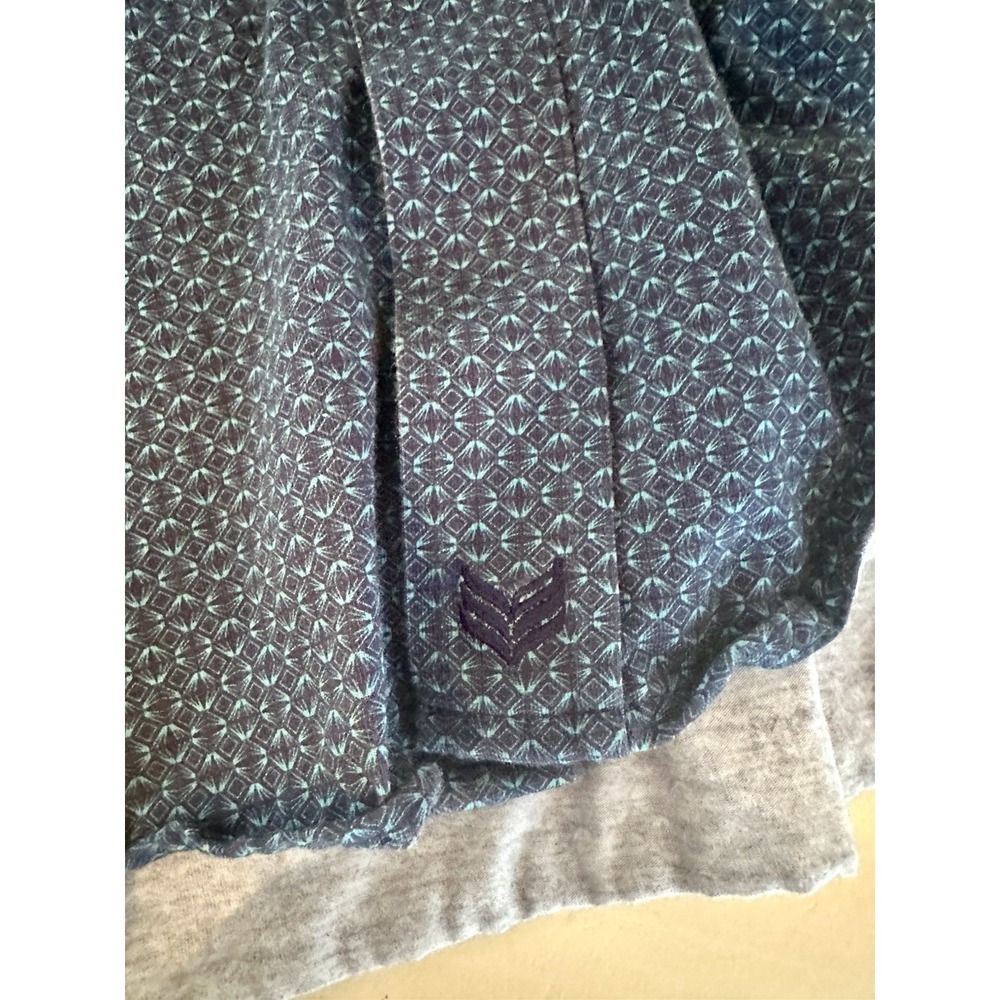 Buttercloth Icy Cotton Men's Short Sleeve Tall L LT Blue Geometric Button-Up - Picture 7 of 10